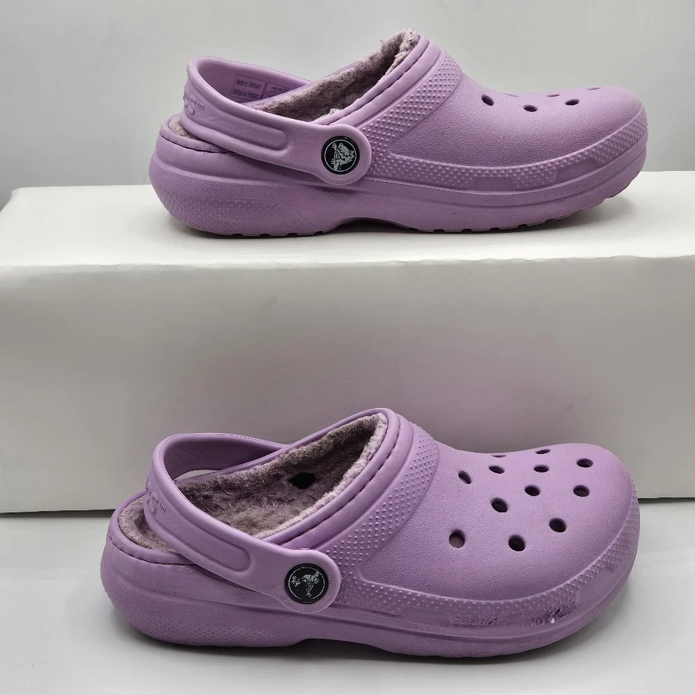 Crocs fleece lined clog purple lilac size 1 - Picture 12 of 15